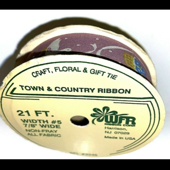 Ribbon Snow Goose Mauve WFR Ribbon Corp 7/8" Wide New Old Stock Vintage - Picture 6 of 9